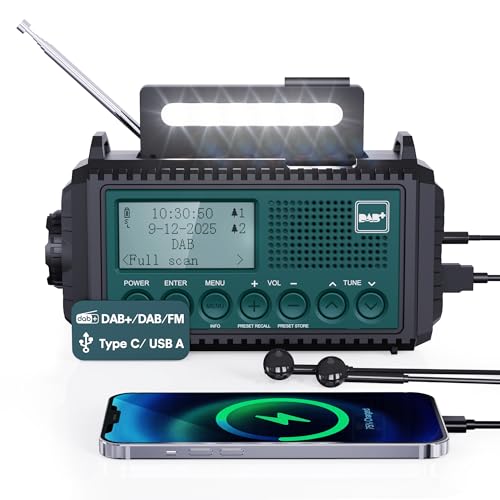 Kurbelradio DAB+/UKW mit 5000 mAh und Leselicht